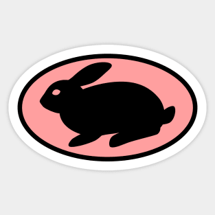 black print rabbit pink Sticker